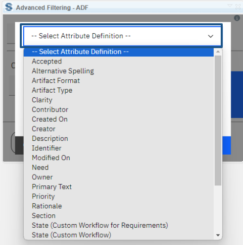 Select Attribute Definition from a variety of options